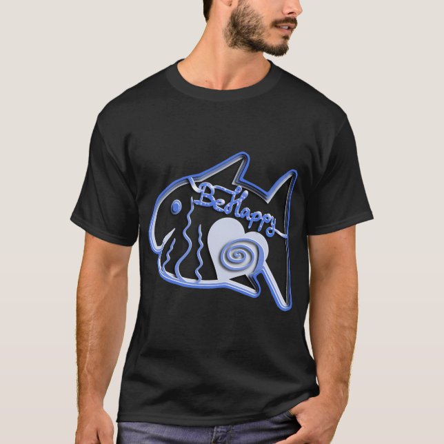 Camiseta Ilustración de pez azul (Anverso)