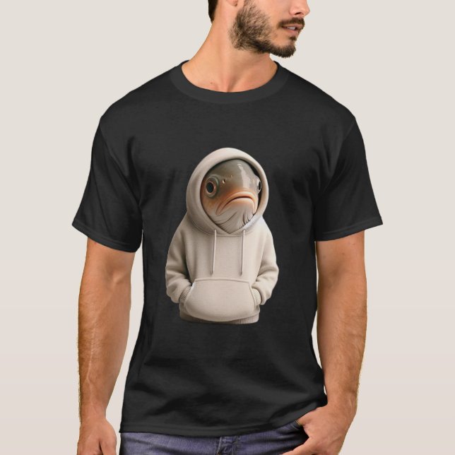 Camiseta Ilustración de pez gruñón con capucha (Anverso)