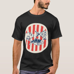 Camiseta Ilustración de pez minimalista – Moderno rojo y az