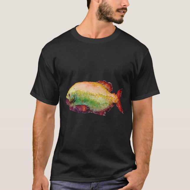 Camiseta Ilustración de pez piraña (Anverso)