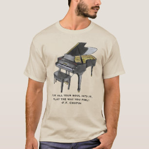 Camiseta Ilustración de piano de cola en acuarela Cita de C