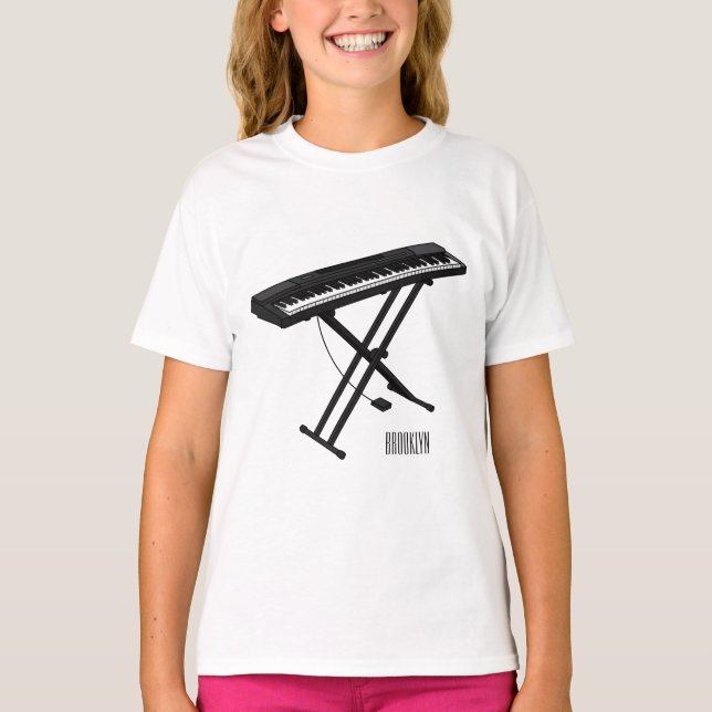 Camiseta Ilustracion de piano personalizado de teclado (Anverso)