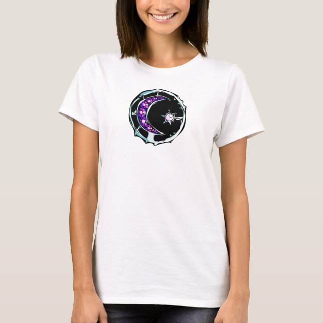 Camiseta Ilustración de piedra gemela de luna creciente y e (Anverso)