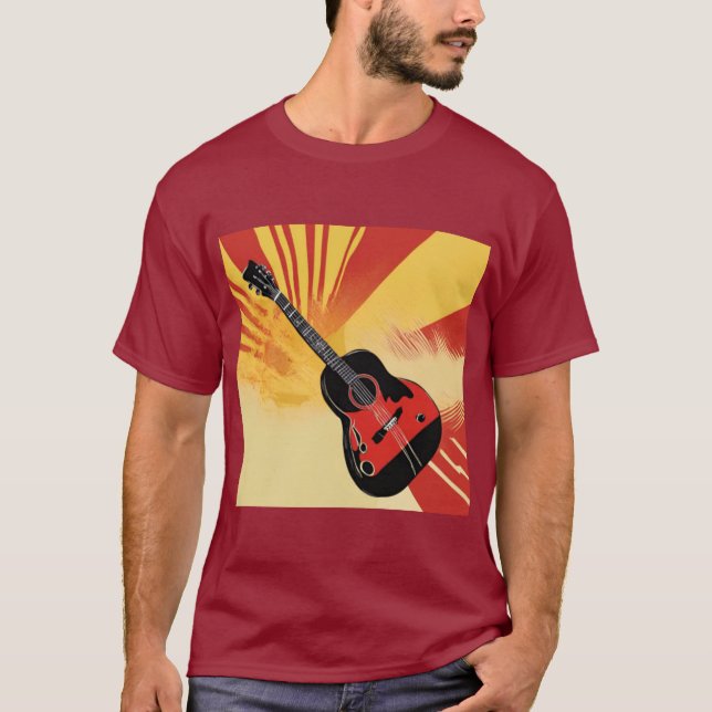 Camiseta Ilustracion de pintura de guitarra pop Art Retro v (Anverso)