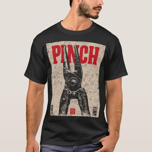 Camiseta Ilustracion de pinzas industriales | "Pinch" retro (Anverso)