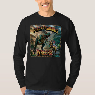 Camiseta Ilustración de Piranhasaurus Wrecks – Divertido y