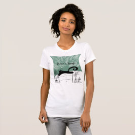 Camiseta Ilustración de plantas tropicales gato negro de la