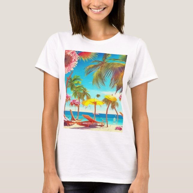 Camiseta Ilustracion de playa (Anverso)