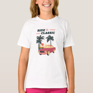 Camiseta Ilustración de playa coche clásico retro