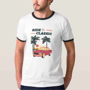 Camiseta Ilustración de playa con coche clásico retro