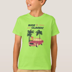 Camiseta Ilustración de playa con coche clásico retro