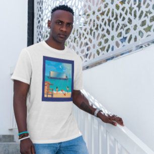 Camiseta Ilustracion de playa con pantalla de barco