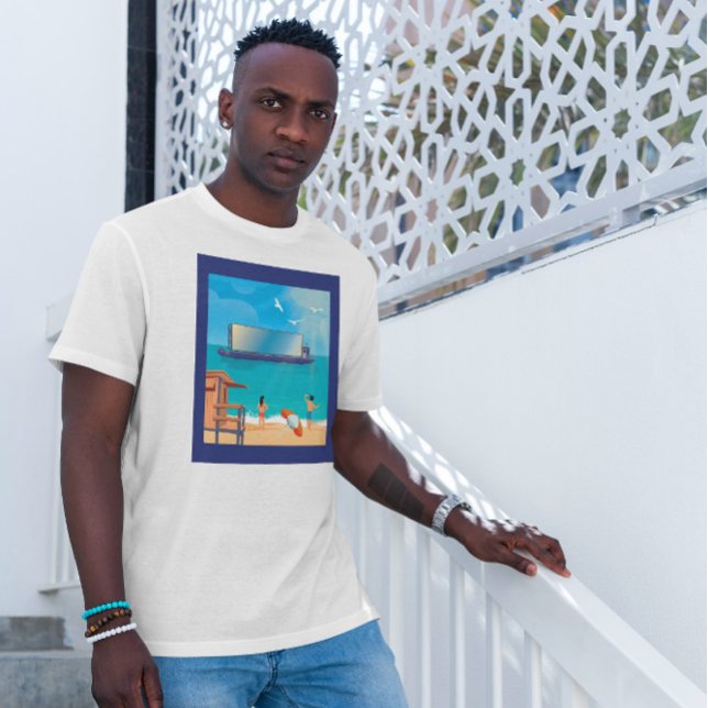 Camiseta Ilustracion de playa con pantalla de barco (Subido por el creador)