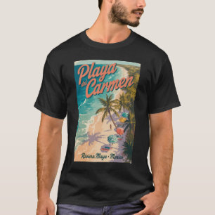 Camiseta Ilustración de playa de Playa del Carmen Arte de v