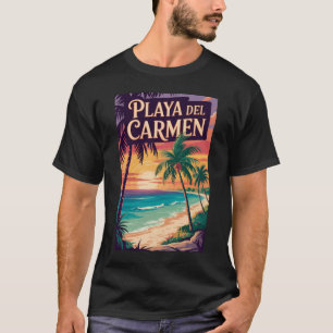 Camiseta Ilustración de Playa del Carmen Arte de Viaje Vint