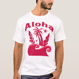 Camiseta Ilustración de Playa Ola Tropical Aloha