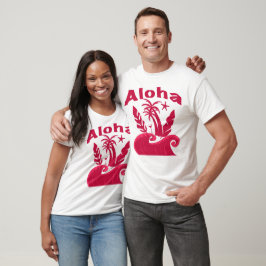 Camiseta Ilustración de Playa Ola Tropical Aloha