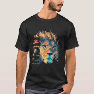 Camiseta Ilustración de polígono de león animales de zoo ge