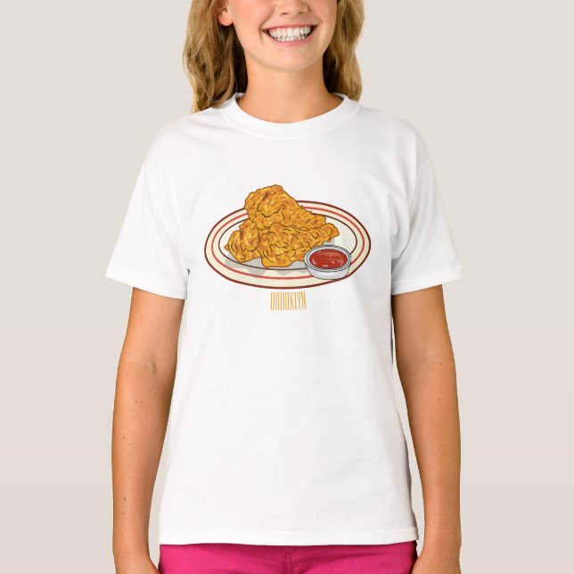 Camiseta Ilustracion de pollo frito personalizado (Anverso)