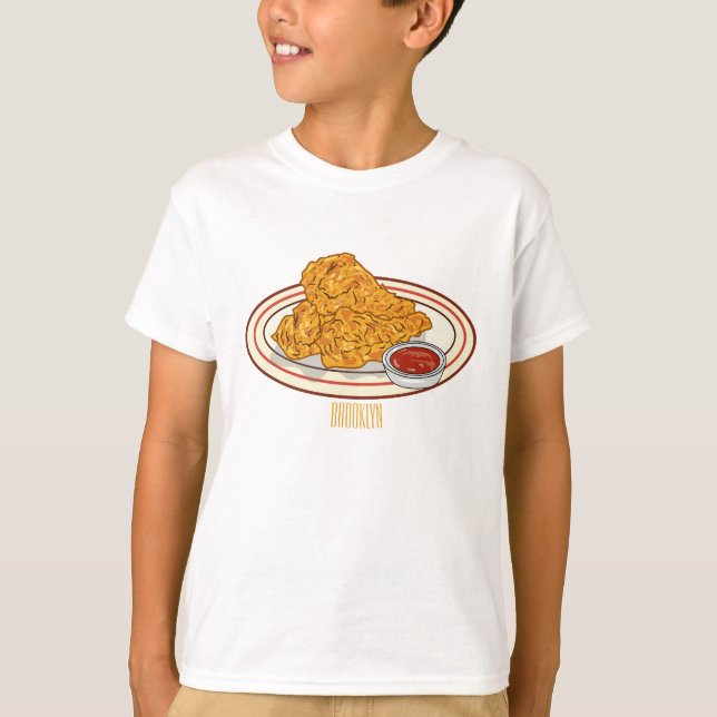 Camiseta Ilustracion de pollo frito personalizado (Anverso)