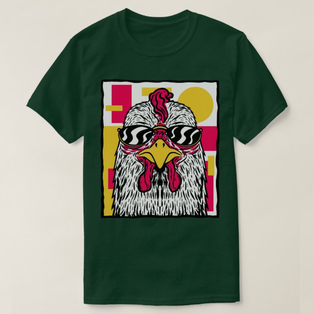 Camiseta Ilustracion de pollo funky (Diseño del anverso)