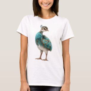 Camiseta Ilustración de polluelo de pavo real crestado azul