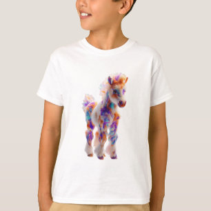 Camiseta Ilustración de Poni Acuarela Arcoíris para Niños