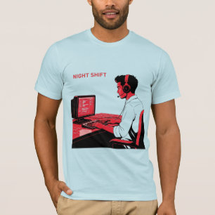 Camiseta Ilustración de profesional de TI en turno nocturno