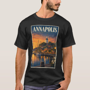 Camiseta Ilustración de puesta de sol en Annapolis Maryland