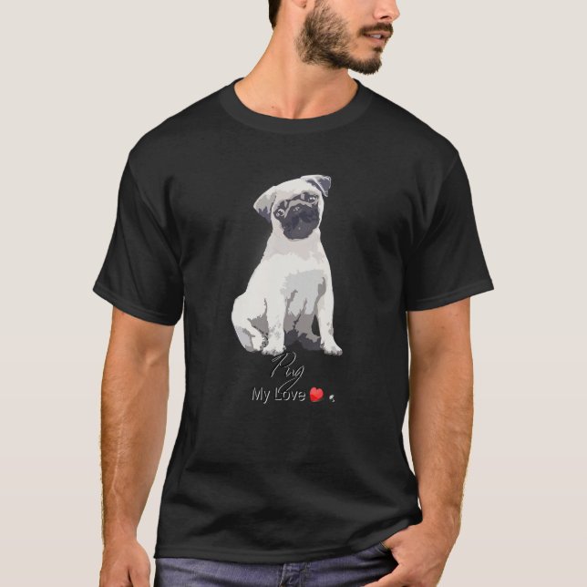 Camiseta Ilustracion De Pug Con Inscripción (Anverso)