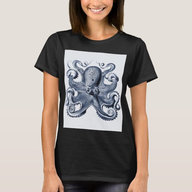 Camiseta Ilustracion de pulpo azul de la Marina por Ernst H (Anverso)