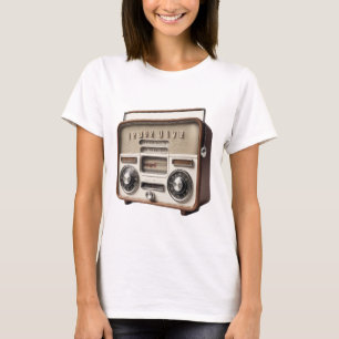 Camiseta Ilustracion de radio vintage con ondas dinámicas