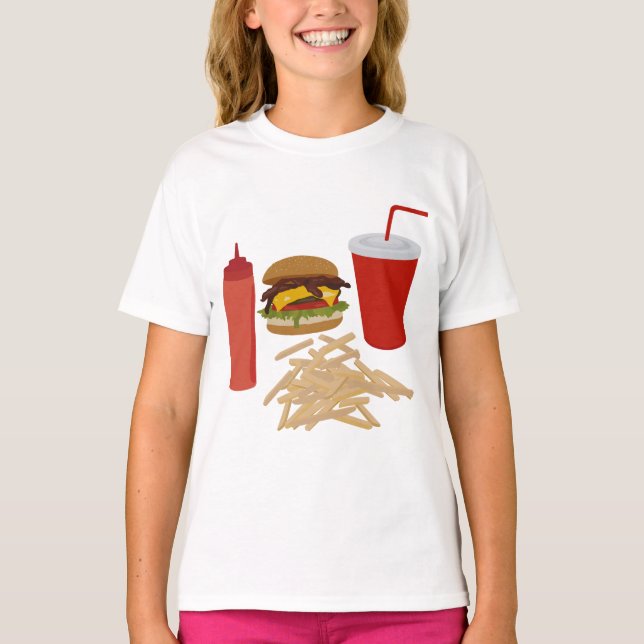Camiseta Ilustracion de ráfagas de comida rápida (Anverso)