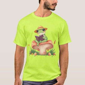 Camiseta Ilustracion de Rana Cuta - Escena de lectura fores