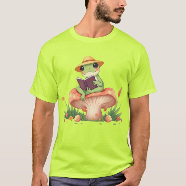 Camiseta Ilustracion de Rana Cuta - Escena de lectura fores (Anverso)