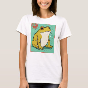 Camiseta Ilustración de rana japonesa con diseño de fortuna