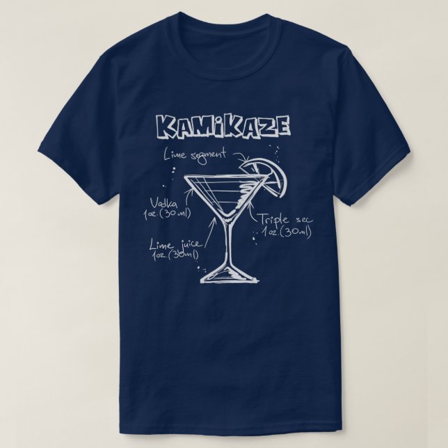 Camiseta Ilustracion de recetas de cóctel Kamikaze (Diseño del anverso)