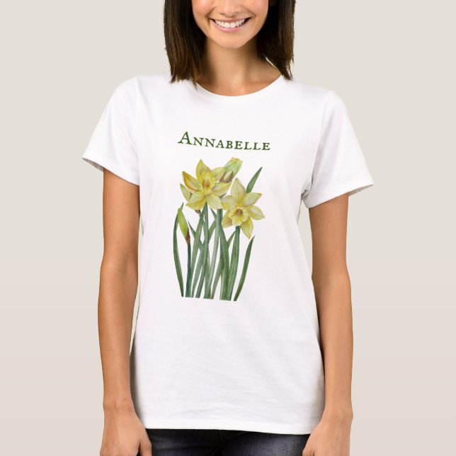 Camiseta Ilustracion de retrato de flores de color de agua (Anverso)