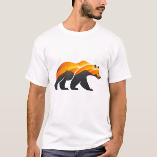 Camiseta Ilustración de retrato de oso grizzly Arte de acua