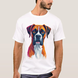 Camiseta Ilustración de retrato de perro boxer vintage con