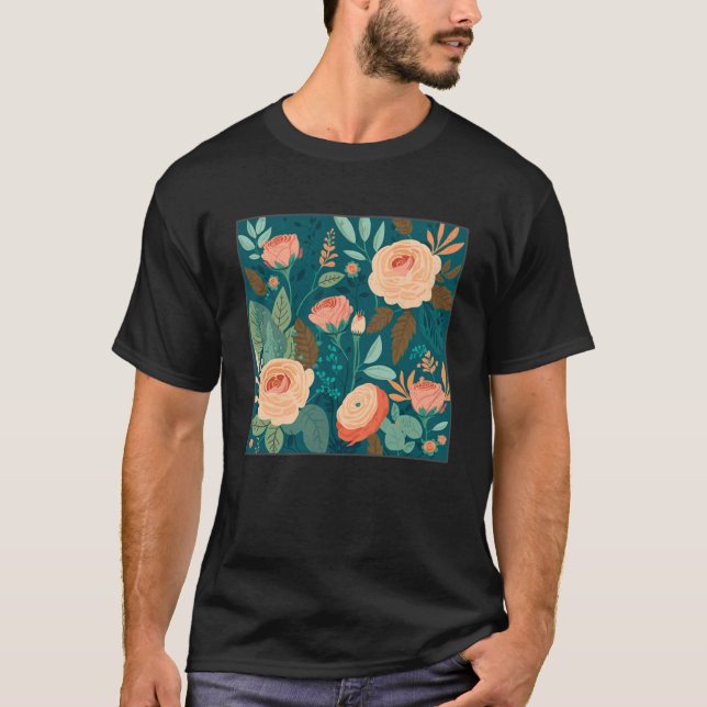 Camiseta Ilustracion de Rosas botánicos lindo Flor (Anverso)