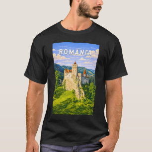 Camiseta Ilustración de Rumania Arte de Viaje Vintage