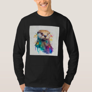 Camiseta Ilustración de salpicaduras de pintura de nutria l