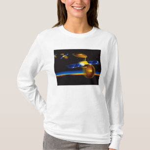 Camiseta Ilustracion de satélites en el horizonte terrestre