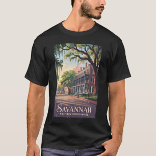Camiseta Ilustración de Savannah Georgia Arte de Viaje Vint