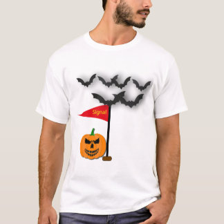 Camiseta Ilustración de señal de calabaza y murciélagos de