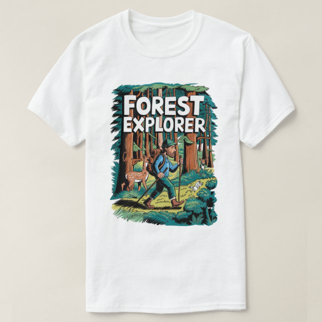 Camiseta Ilustracion de senderismo de época de Forest Explo (Diseño del anverso)