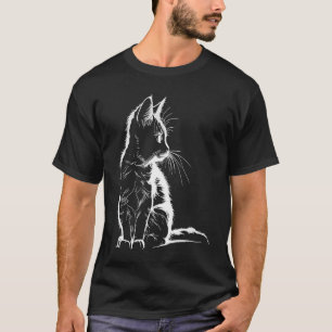 Camiseta Ilustración de silueta de gatito gato lindo 1