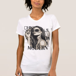 Camiseta Ilustración de silueta de moda chic moderna