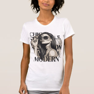 Camiseta Ilustración de silueta de moda chic moderna
